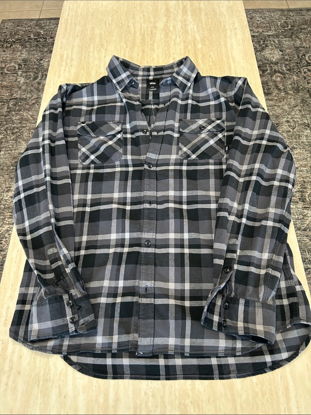 Vans Men's Black & Gray Plaid Button-Down Shirt